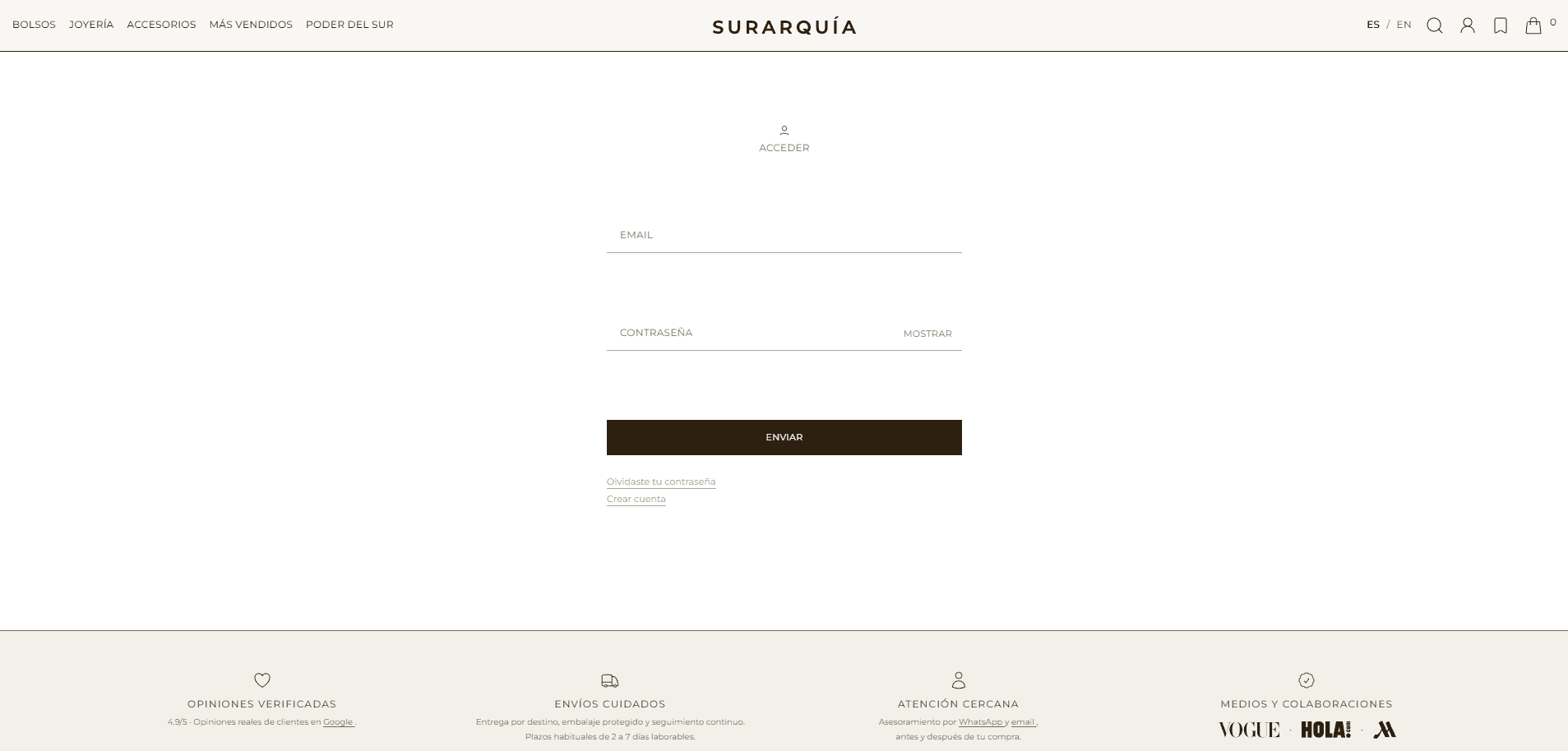 Surarquia - Acceso de clientes (Iniciar sesión)